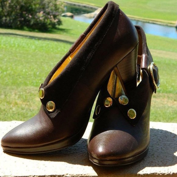 Naughty Monkey Brown Leather Shoe Boots w/Studs ,Size 7 w/box , EUC - Picture 1 of 14